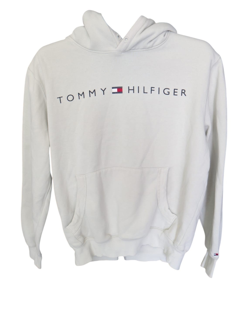 Tommy Hilfiger White Logo Hoodie - Men's Pullover